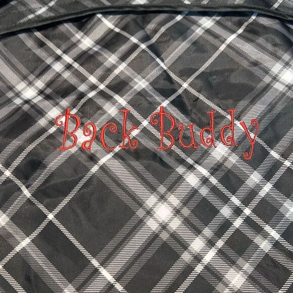 thirty-one Cinch Sack Bag Backpack Black Plaid "Back Buddy" RETIRED Gym School S - Picture 2 of 6